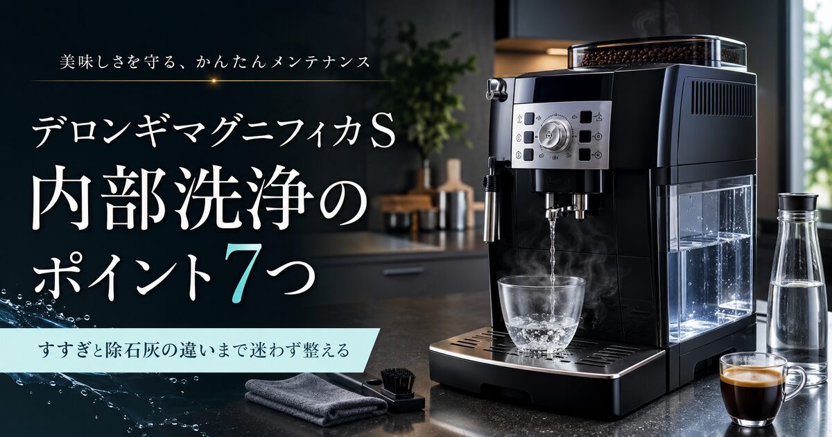 デロンギマグニフィカSの内部洗浄で押さえるポイント7つ｜すすぎと除石灰の違いまで迷わず整えよう！