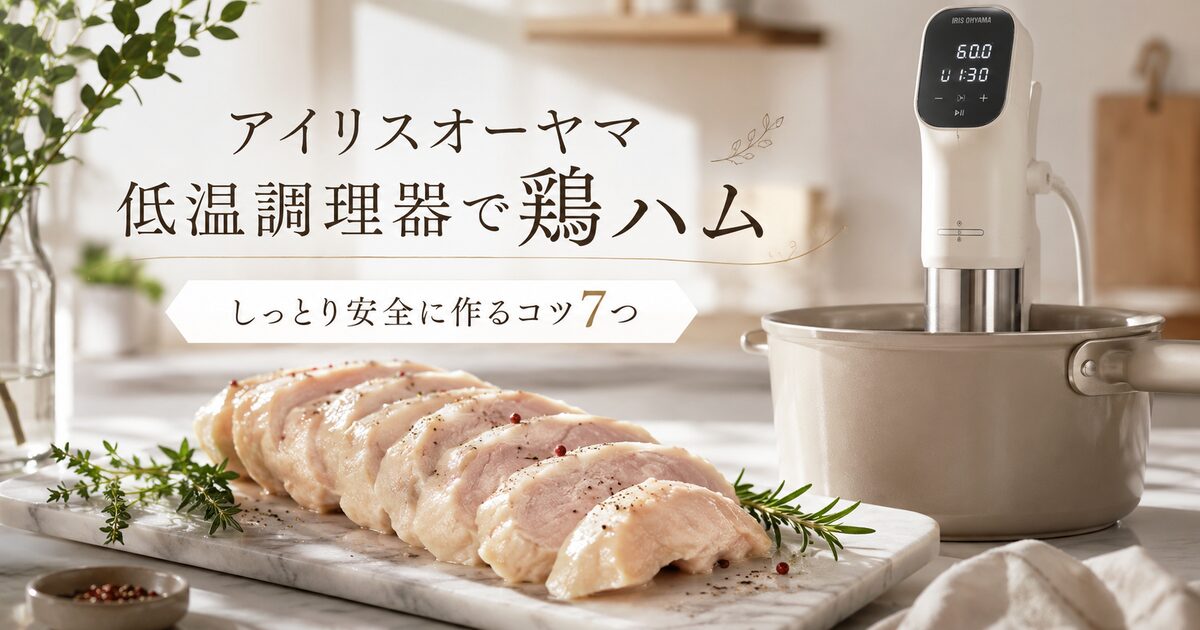 アイリスオーヤマの低温調理器で鶏ハムを作るコツ7つ｜しっとり安全に仕上げる温度と手順！