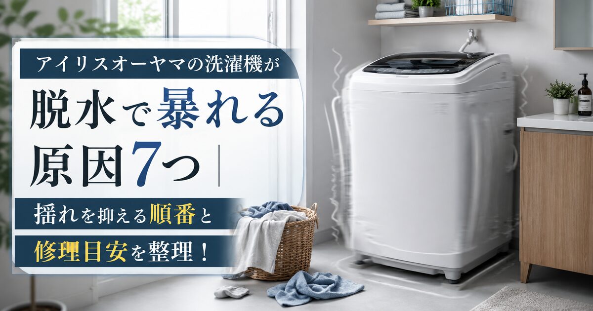 アイリスオーヤマの洗濯機が脱水で暴れる原因7つ｜揺れを抑える順番と修理目安を整理！