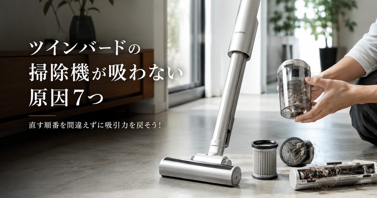 ツインバードの掃除機が吸わない原因7つ｜直す順番を間違えずに吸引力を戻そう！