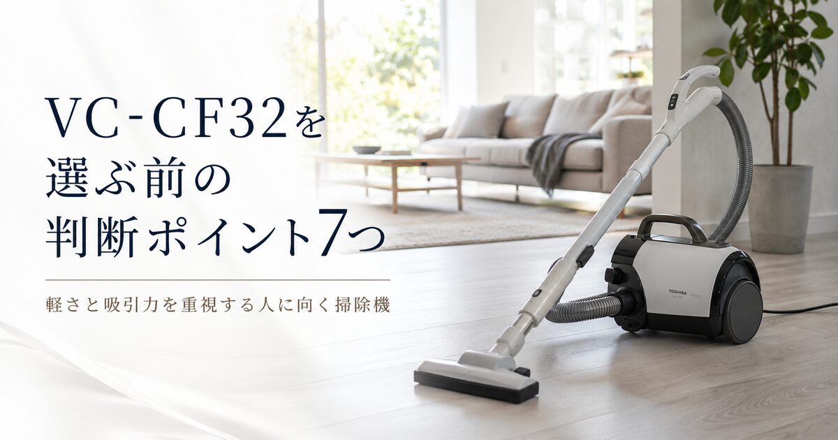 VC-CF32を選ぶ前の判断ポイント7つ｜軽さと吸引力を重視する人に向く掃除機！